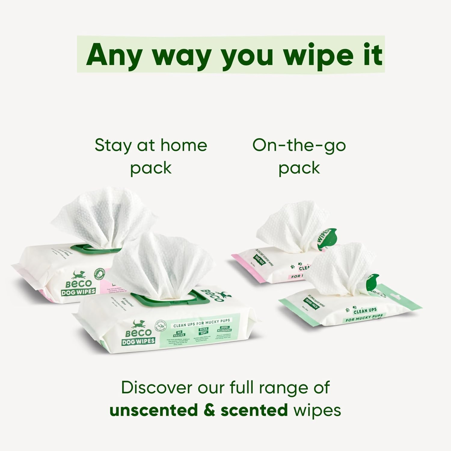 Beco Bamboo Unscented Dog Wipes (Pack of 80) image number 2