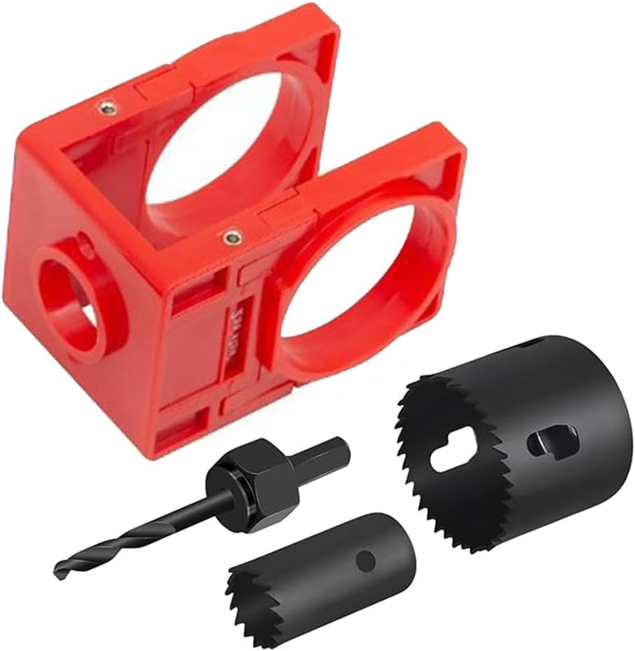 Door Lock Installation Kit, Carbon Steel Drill Kit with Guide Template, Door Knob Saw Set (Yellow)