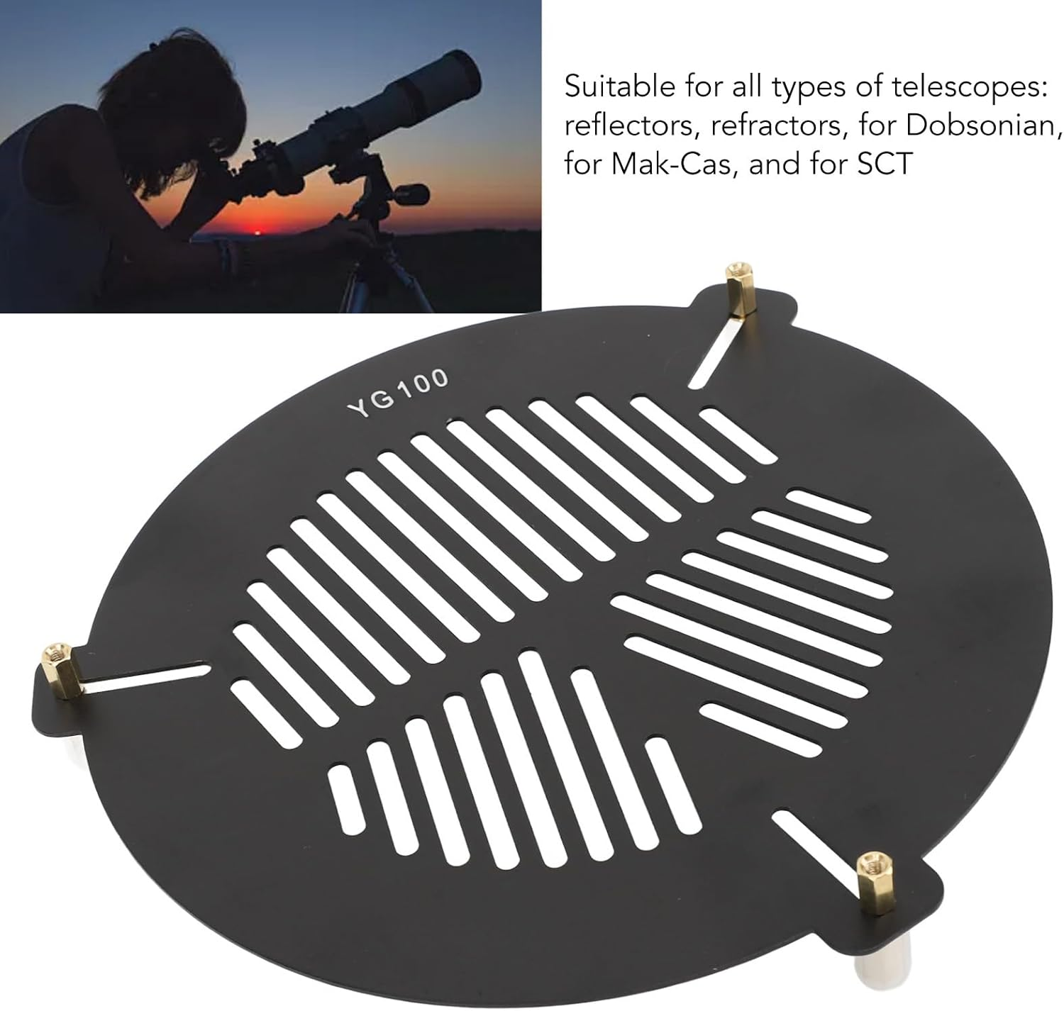 Generic Bahtinov Mask Focusing Mask for Telescopes, Aluminum Alloy Telescope Focusing Astronomical Part for 104 to 146 Mm Outer Diameter Astronomical Telescope image number 5