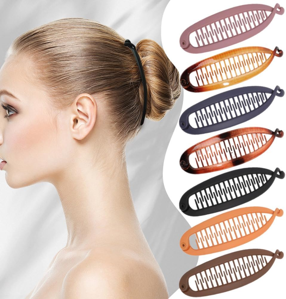 XFSRG Pack of 7 Women'S Oval Banana Comb Twist Clip Pluggable Hair Clips Simple and Refined Elegant Hair Accessories image number 5
