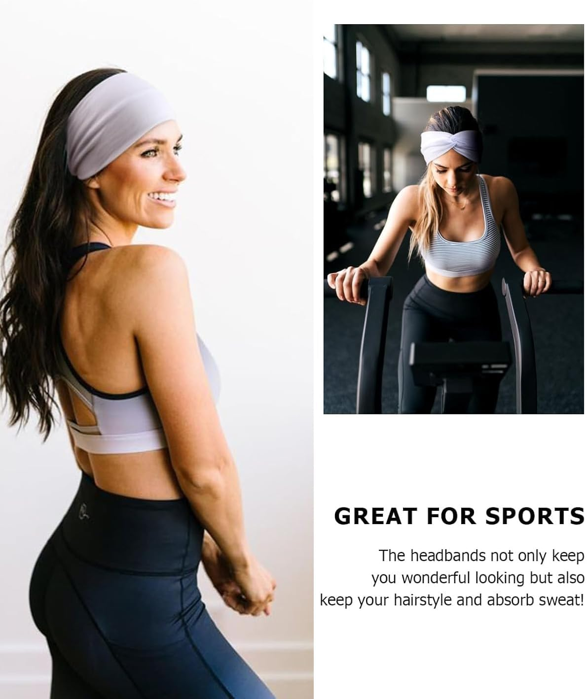 WUNZILO Pack of 6 Women'S Headband Summer Elastic Headbands Sports Headwrap Headband with Bow Soft Twisted Headband Women Children Girls 6 Colours image number 1