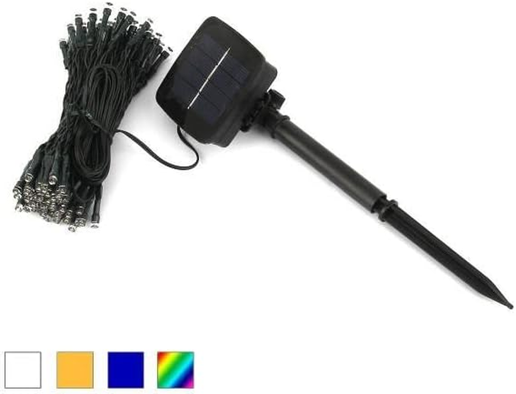 Solar 100 LED Fairy Light Chain Dark Green Cable - 4 Colour Options - White