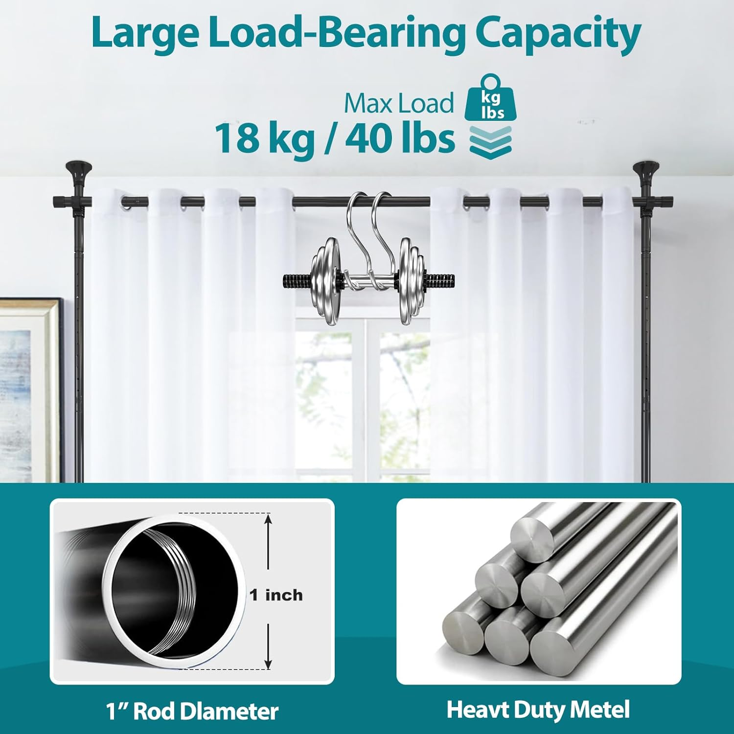 Room Divider, No Drilling Curtain Rods Hanging Wall Divider for Room Separation, 120&rdquo; Tall 114&rdquo; Wide Adjustable Floor to Ceiling Partition Room Dividers, Heavy Duty Corner Room Divider Curtain Rods