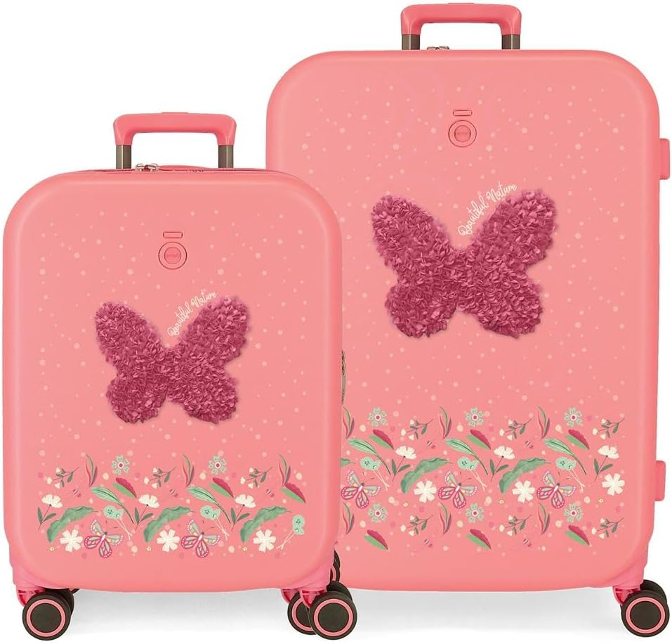 Enso Beautiful Natura Suitcase Set Pink 55/70 Cm Rigid ABS Closure TSA 116L 7.5 Kg 4 Wheels Double Hand Luggage, Pink, Suitcase Set, Pink, Suitcase Set image number 2