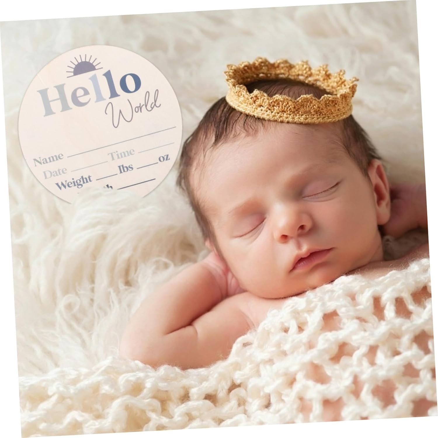 Sosoport Wooden Baby Milestone Discs Newborn Name Sign Baby Announcement Sign Monthly Growth Record Photo Props for Newborns Shower Decorations image number 6