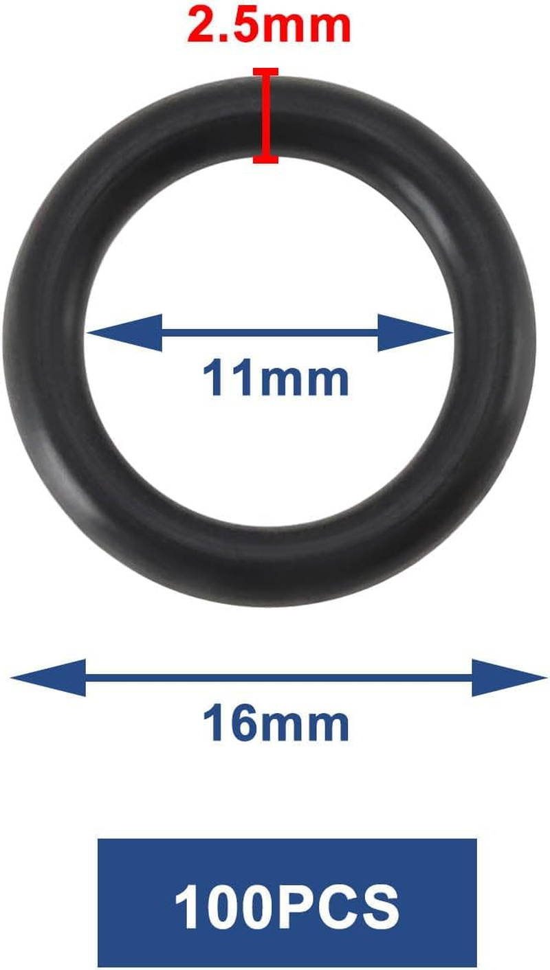 SG Store 100PCS Nitrile Rubber O-Rings Outer Diameter 16Mm Inner Diameter 11Mm Thickness 2.5Mm for Nozzles Sprinklers Spray Guns 1/2 Inch Hose Systems image number 2