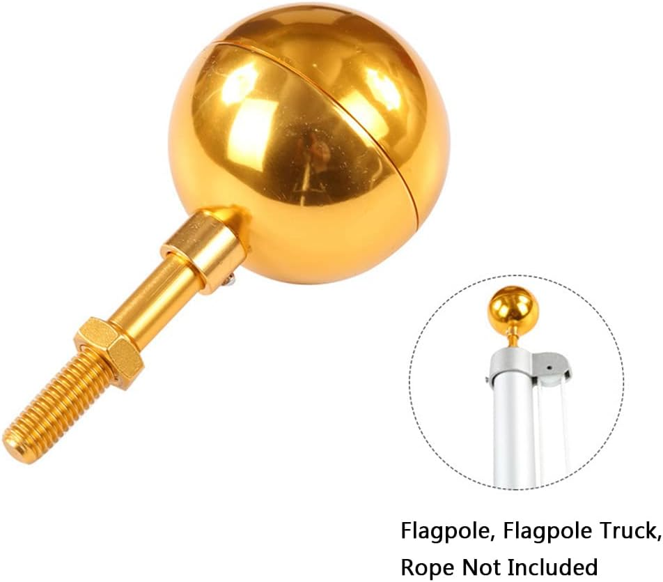 Flag Pole Ball Ornament with Aluminum Anodized Finish Weather Resistant Replacement for Standard Flag Poles (Light Gold, 3") - Silver image number 5