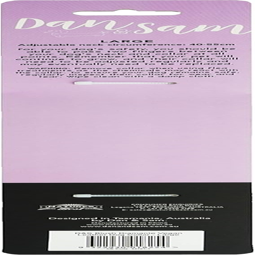 D&S Blush Diamante Vegan Leather Dog Collar, Large image number 2