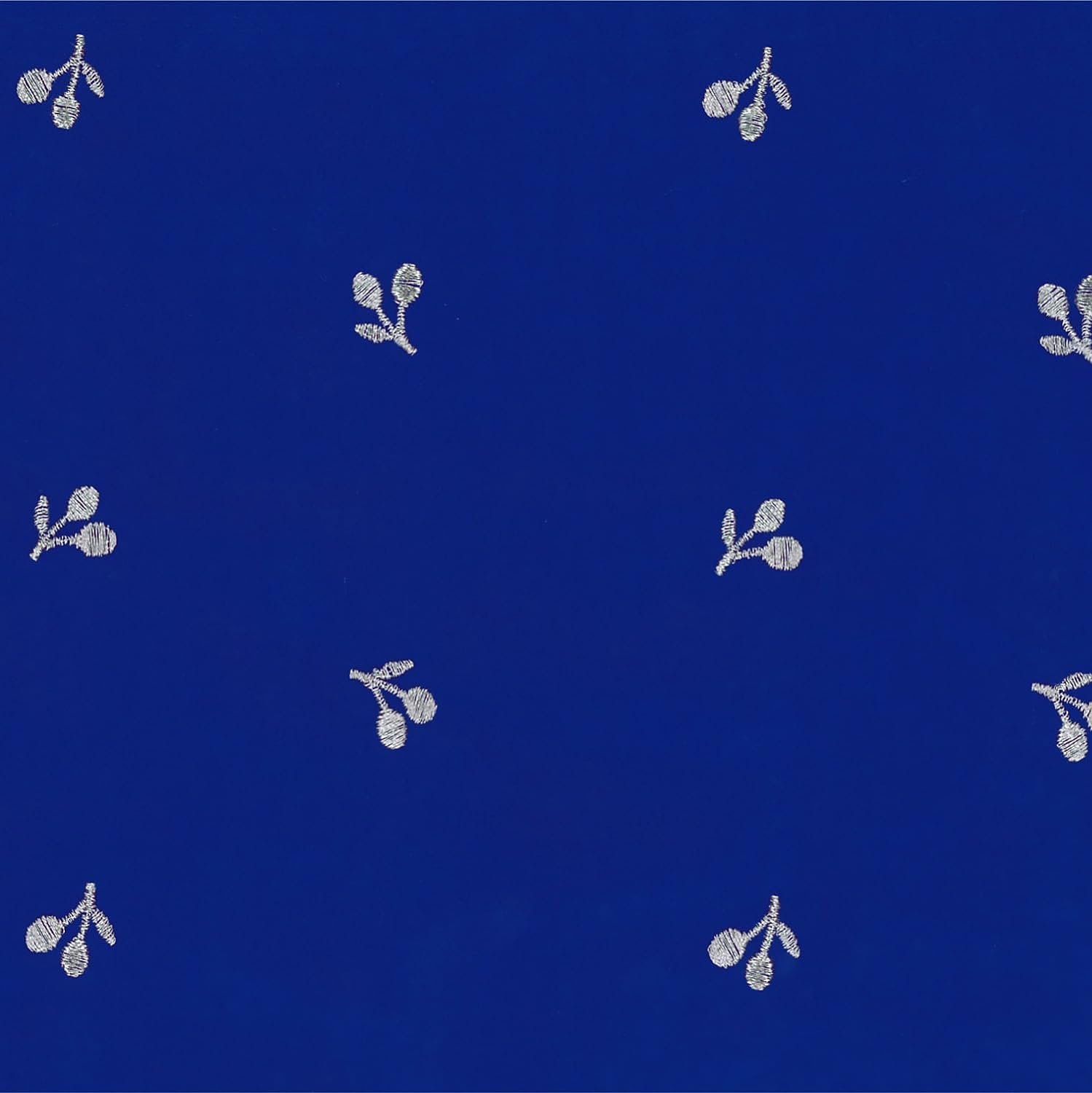 Kiyohara KOF34-1M Cocochi Fabric Fabric, Soft, Broad, Embroidery, Cherry, Approx. 43.3 Inches (110 Cm) Width X 3.3 Ft (1 M) Cut Col.Rbl Royal Blue