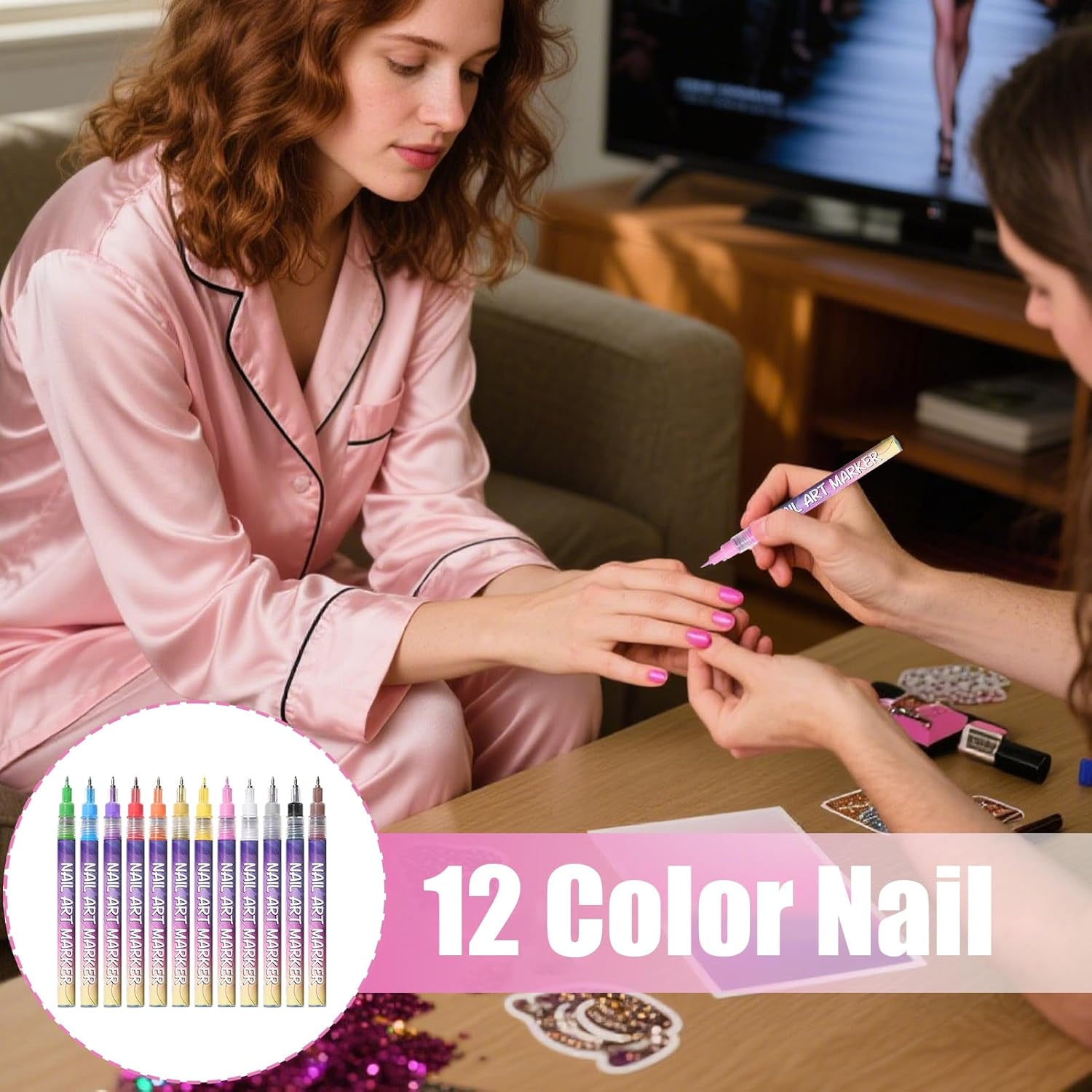 Nail Pens | Art Fast Drying Smudge Proof Liner - Gel Nail Paint Art Pens - for Kids Girls Women Beginner Fingernail Canvas Craft Salon Home Supplies