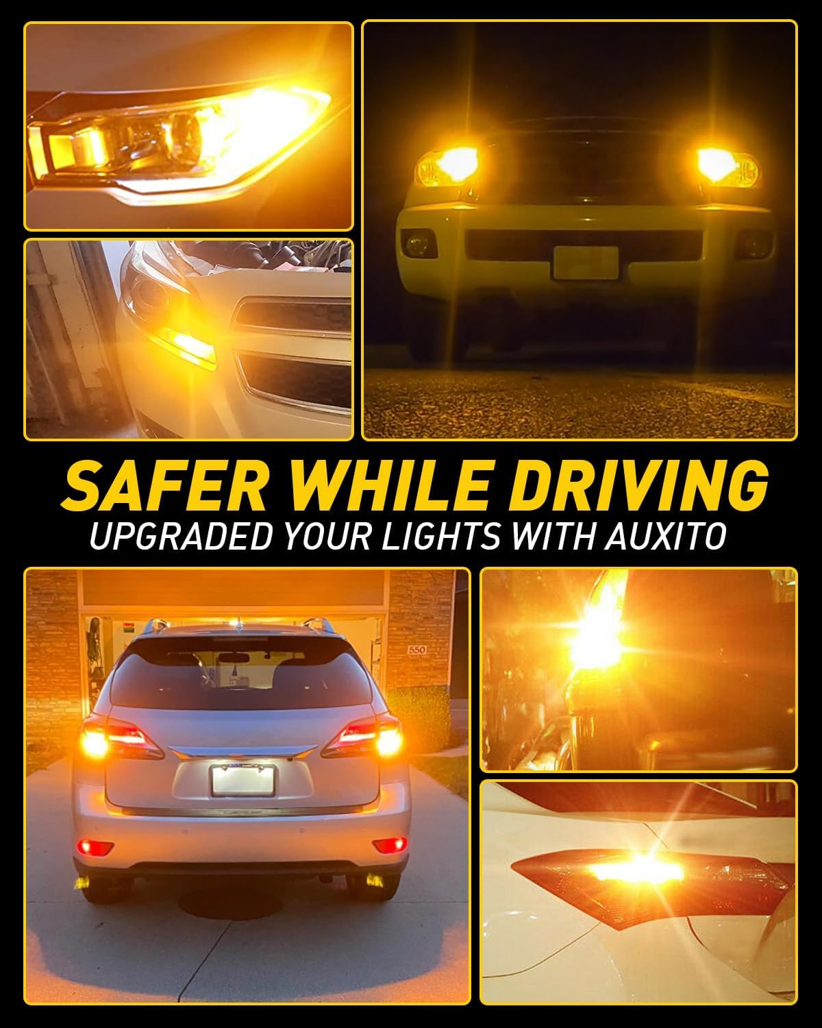 AUXITO CANBUS 1157 LED Bulbs Amber Yellow 4000 Lumens for Turn Signal Lights with Built-In Resistor anti Hyper Flash 2057 2357 7528 BAY15D P21/5W Blinker Bulb Replacement, Pack of 2 image number 3