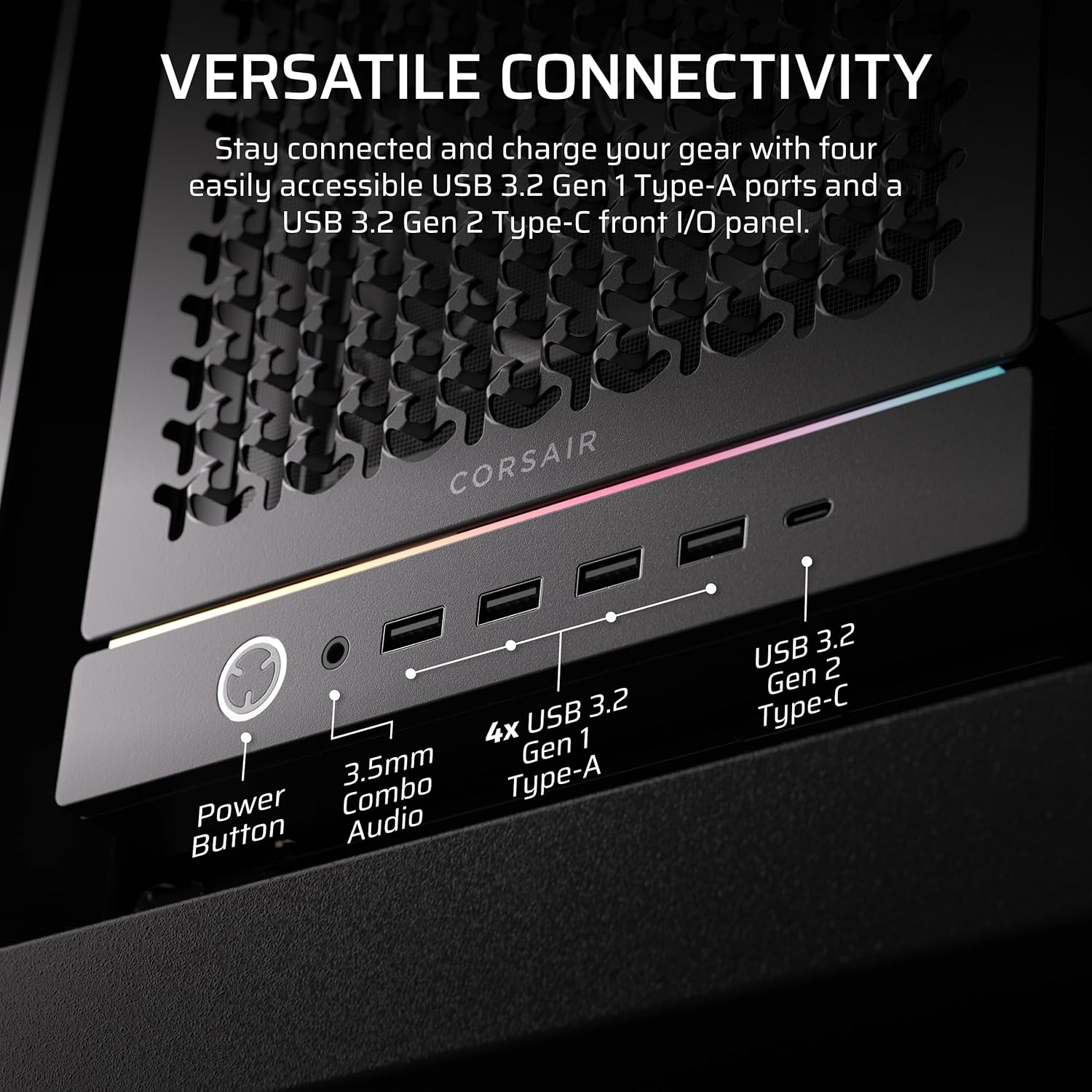 CORSAIR Frame 5000D RS Modular High Airflow Mid-Tower PC Case &ndash; 4X Pre-Installed RS Fans, Infinirail Fan Mounting System, GPU Anti-Sag, ASUS BTF, MSI Project Zero, Gigabyte Project Stealth &ndash; Black image number 4