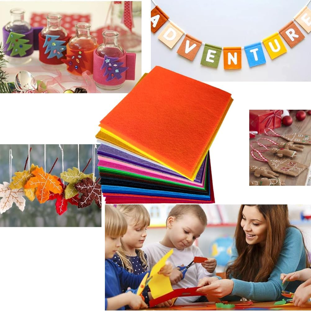 Yiyuanhe 40Pcs Coloured Felt Fabric Sheets 15 X 15 Cm,Assorted Colors Felt DIY Material Squares for Textile Fabrics DIY Craftwork Sewing Patchwork Craftwork Scrapbooks Supplies