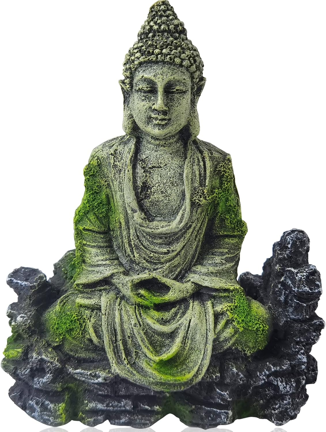 GXXMEI Aquarium Buddha Statue Decorations Ancient Buddha Statue Decor Underwater Landscape Hideaway Fish Tank Scenery for Betta, Small Lizards, Turtles, Reptiles, Amphibians