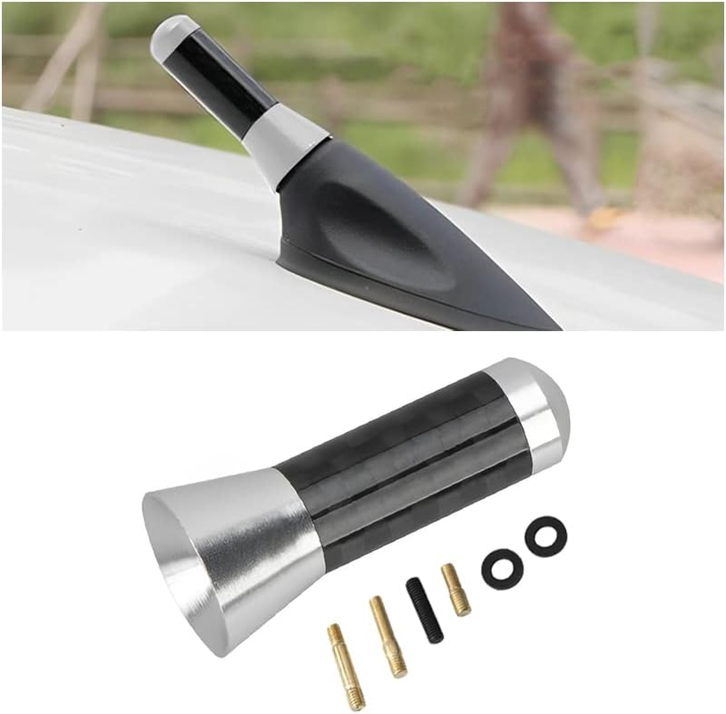 Car Short Antenna, 3.5Cm Aerial Universal Car Stubby Antenna, Carbon Fiber Car Mini Antenna with Aluminum Alloy Threading, Auto Replacement Accessories for FM AM Radio Reception (Blue) image number 4