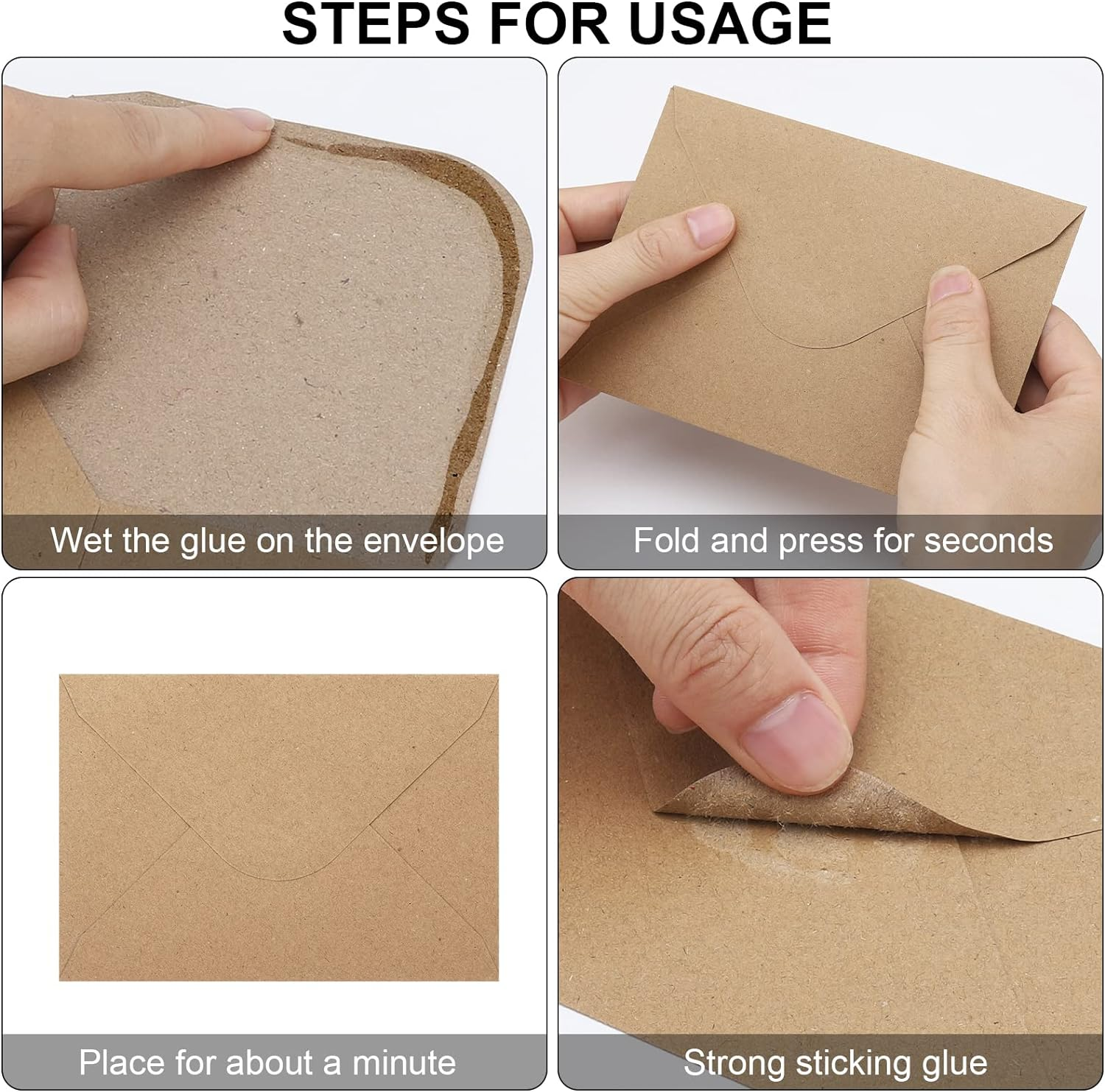 100 Pack Kraft 4X6 Envelopes, Contour Flap A4 Envelopes for Engagement Invites, Weddings Invitation, Announcements, Baby Shower, Perfect for RSVP Card 120Gsm, 4.5 X 6.4 Inches - 100% Recycled - Kraft-100 image number 4