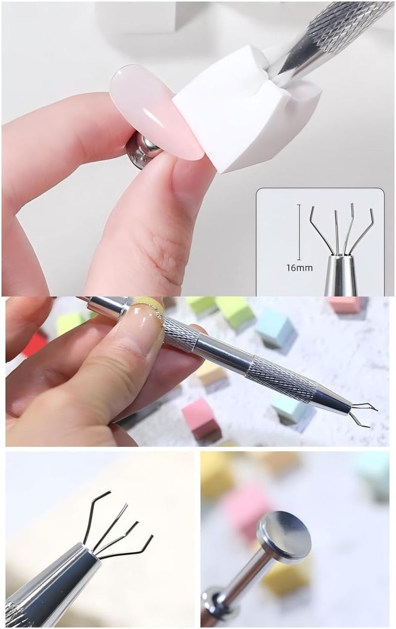 Highrock100Pcs Nail Art Sponges and 1Nail Sponge Metal Gripper for Ombre , Nail Art Sponge Brush, Manicure Accessories for Nails, Nail Art Sponges for Ombre (White)