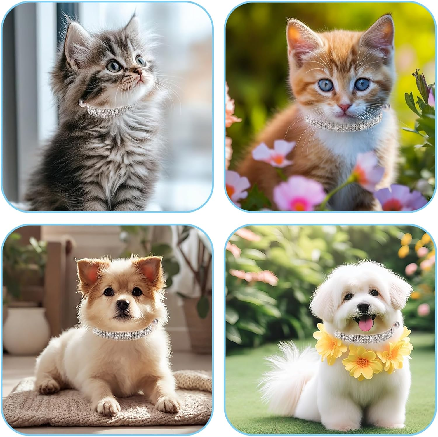 Psyqtsuary Pink Cat Collar with Bell, Rhinestones, Soft Breakaway Collar, Adjustable, Cute Cat Collar, Bling Cat Collar, Cat Accessories, Small Dog and Cat image number 2