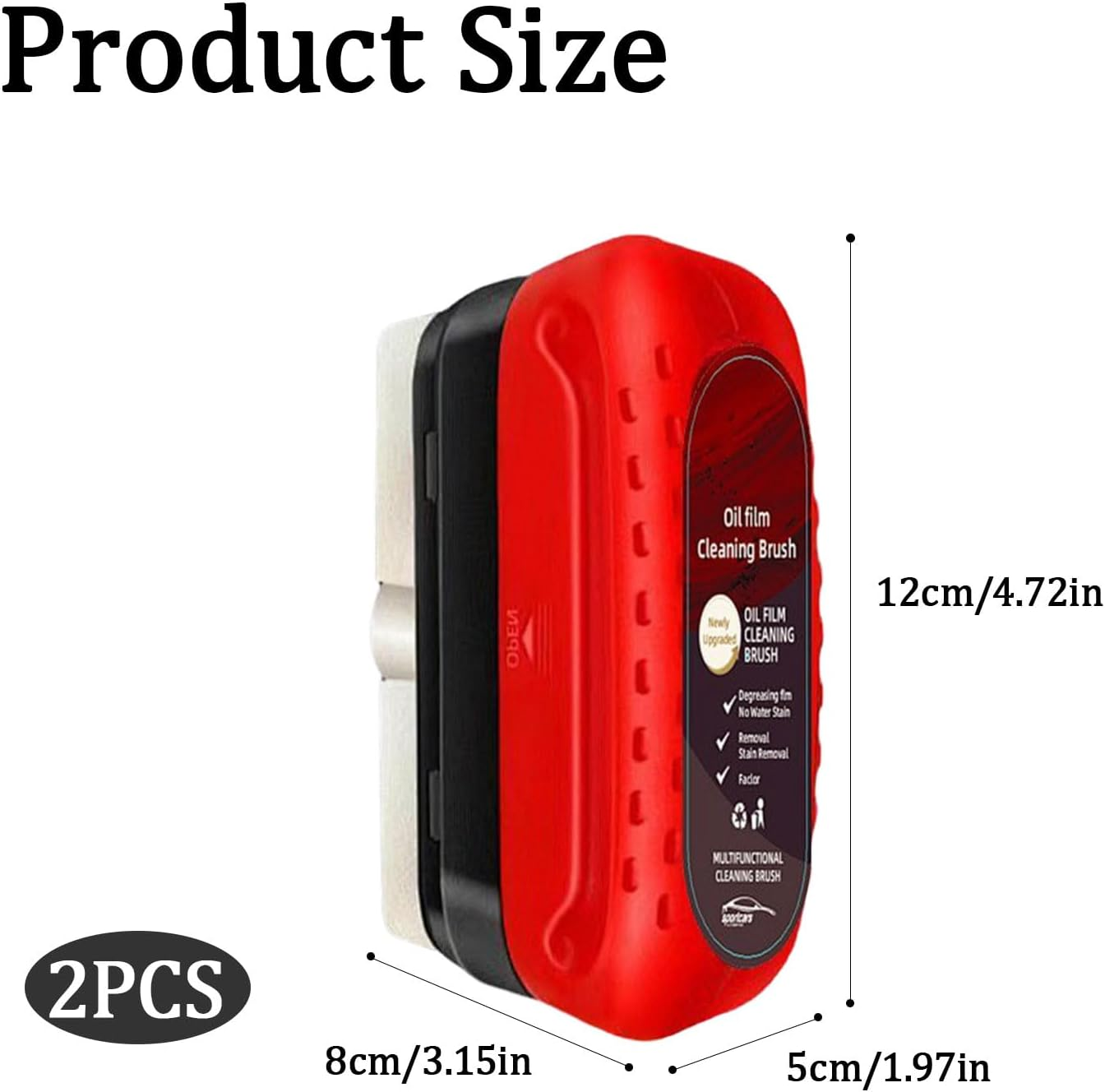 2Pcs Clear Vision Windscreen Cleaner, Upgraded Automotive Oil Film Cleaning Brush with Brush, Reusable Car Window Cleaner, Powerful Removal and Anti-Rain and Anti-Fog Cleaning Board Brush image number 2