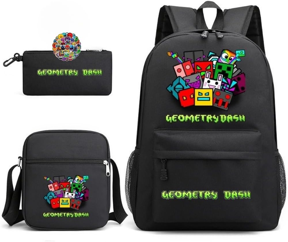 3Pcs Anime Backpack Set with Stickers,17In 3D Printed Cartoon Lunch Bag High Capacity Schoolbag Boy and Girl Schoolbag.