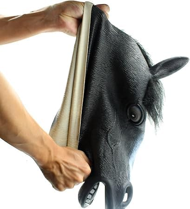 Horse Mask Party Dress up Horse Head Masks for Adults Men Masquerade (Black,1Pcs) image number 2