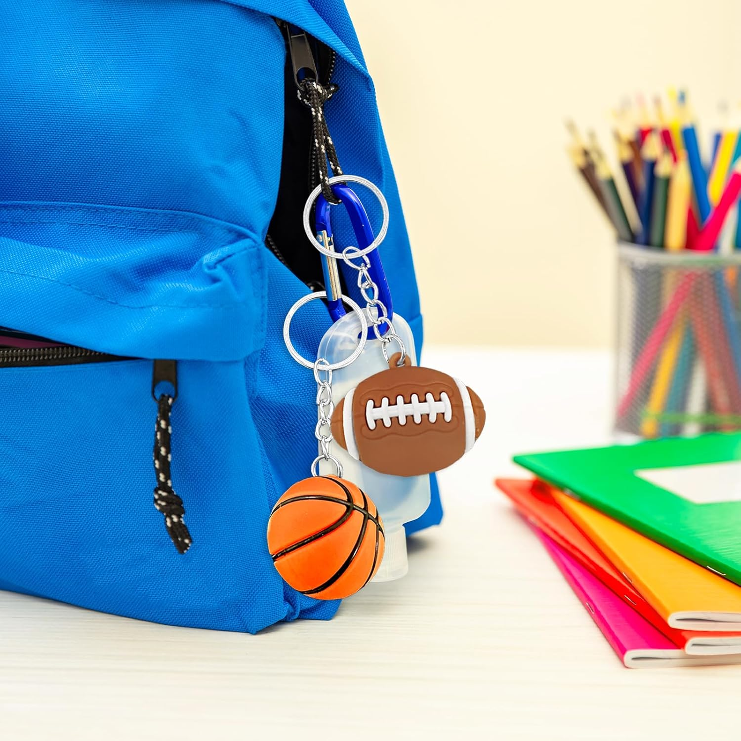 NILLOS Ball Keyring Set, 15 PCS Sport Theme Keychains for Party Favors, Carnival Prizes (3 Styles) image number 4