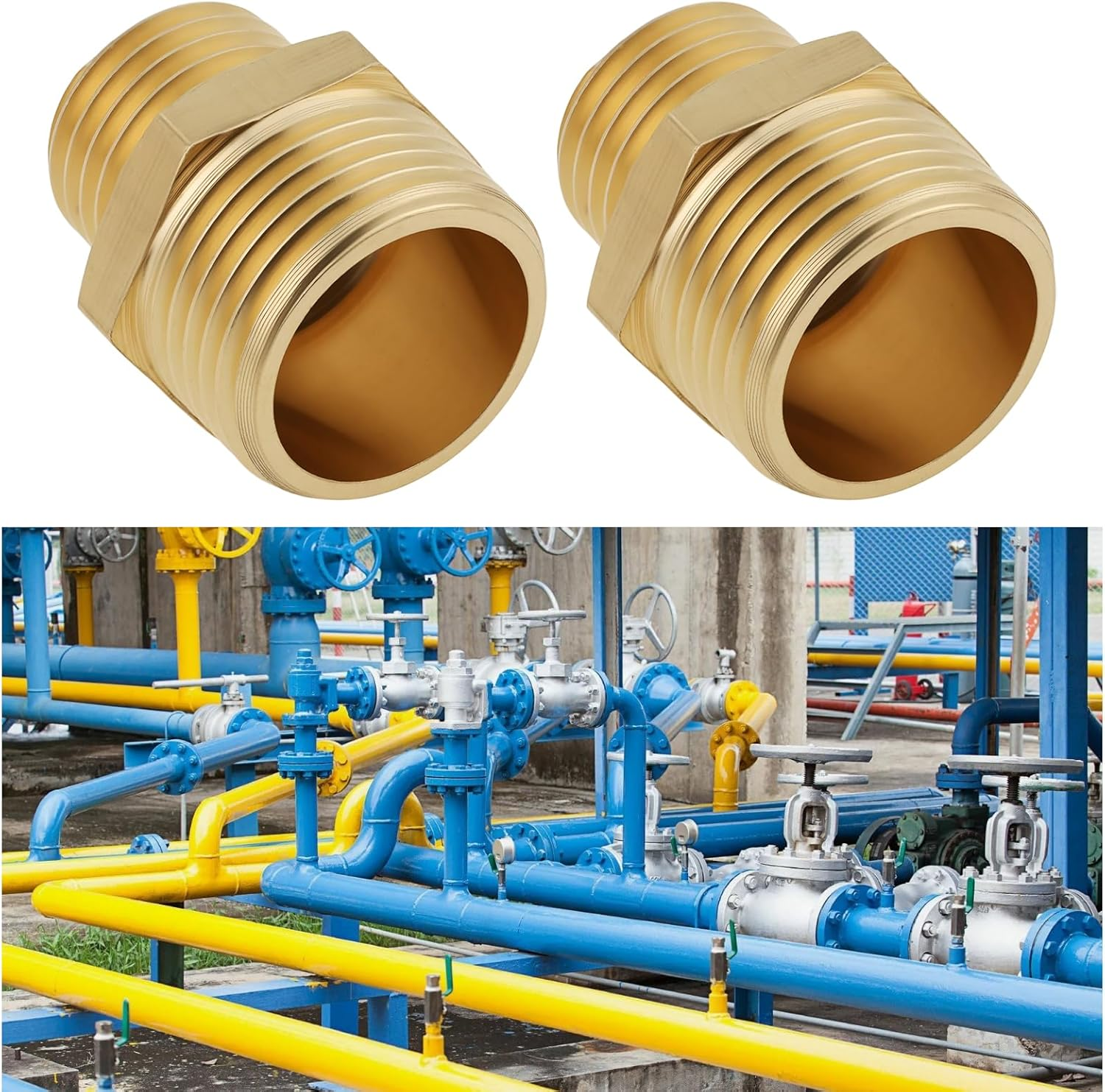 SG Store 4Pcs Male BSP 3/8 to 1/4 Inch Brass Adapter for Liquid Gas Pipe System Connection image number 5
