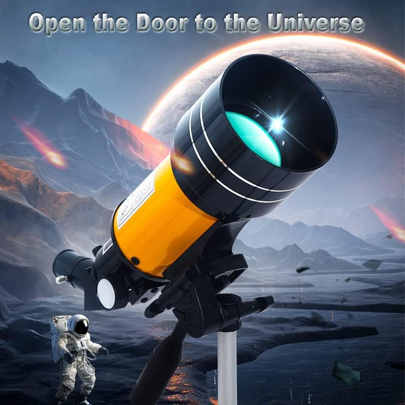 Telescope for Astronomy Astronomical Telescope 150 Times Zoom HD High-Power Portable Tripod Night Vision Deep Space Star View Moon Universe (YELLOW) - Black image number 2