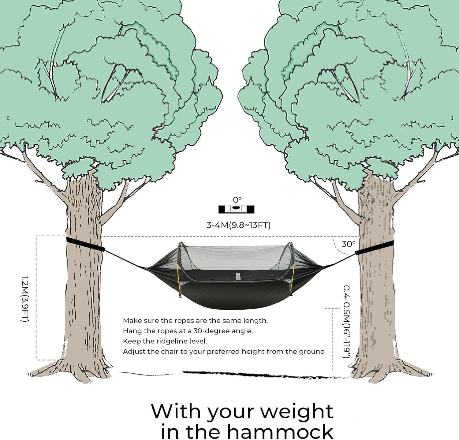 APEXORIGIN Camping Hammock, Portable Single & Double Hammock Tent with Mosquito Net & Rainfly,3 in 1 Waterproof Lightweight Portable Sleeping Hammock Bug,Suitable for Outdoor Courtyards(Blue) image number 2