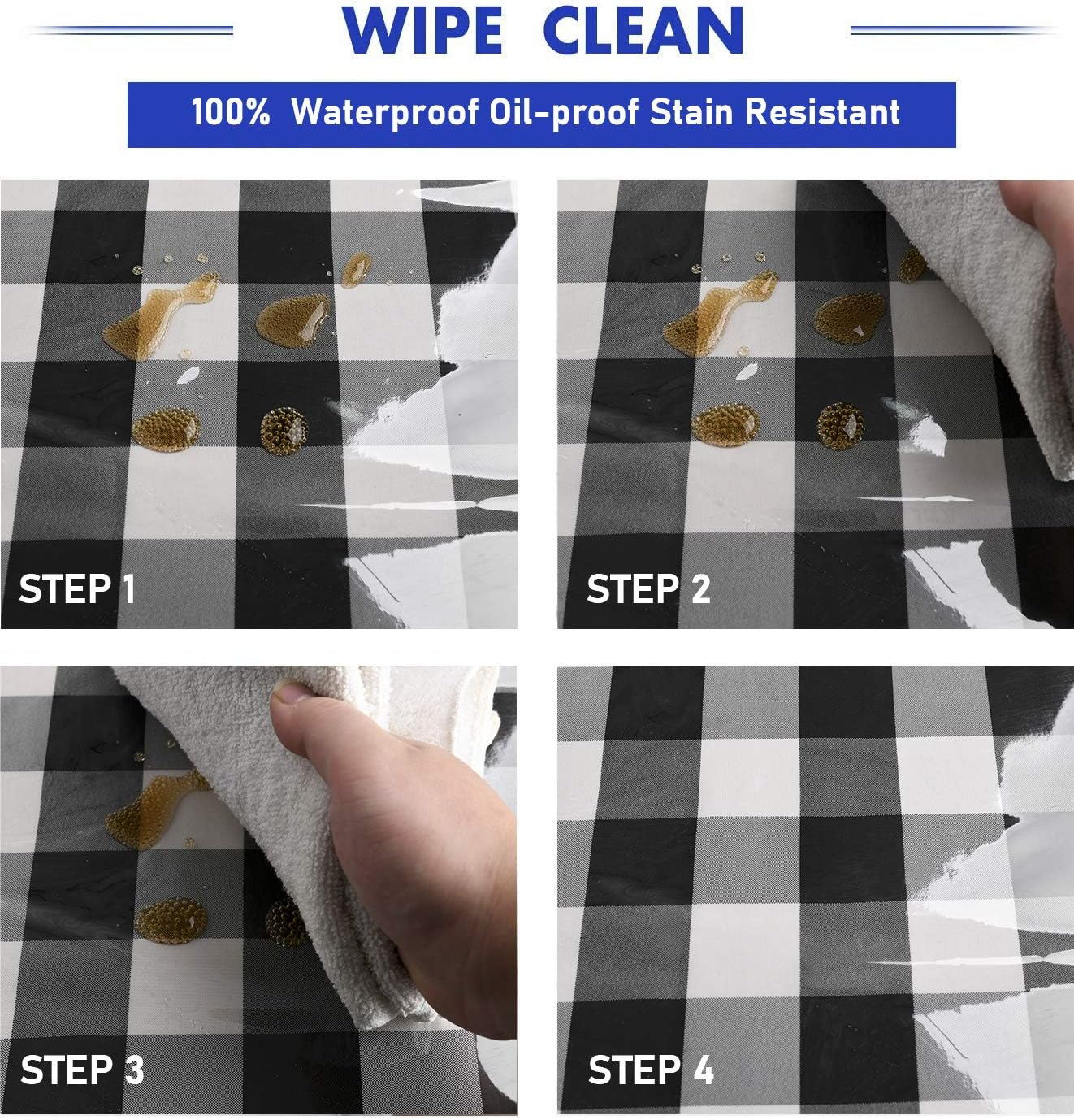 Hiasan Clear Plastic Tablecloth Rectangle - 100% Waterproof Oilproof Stain Resistant Wipeable Transparent Vinyl Table Cloth Protector, 70 X 70 Inch image number 3