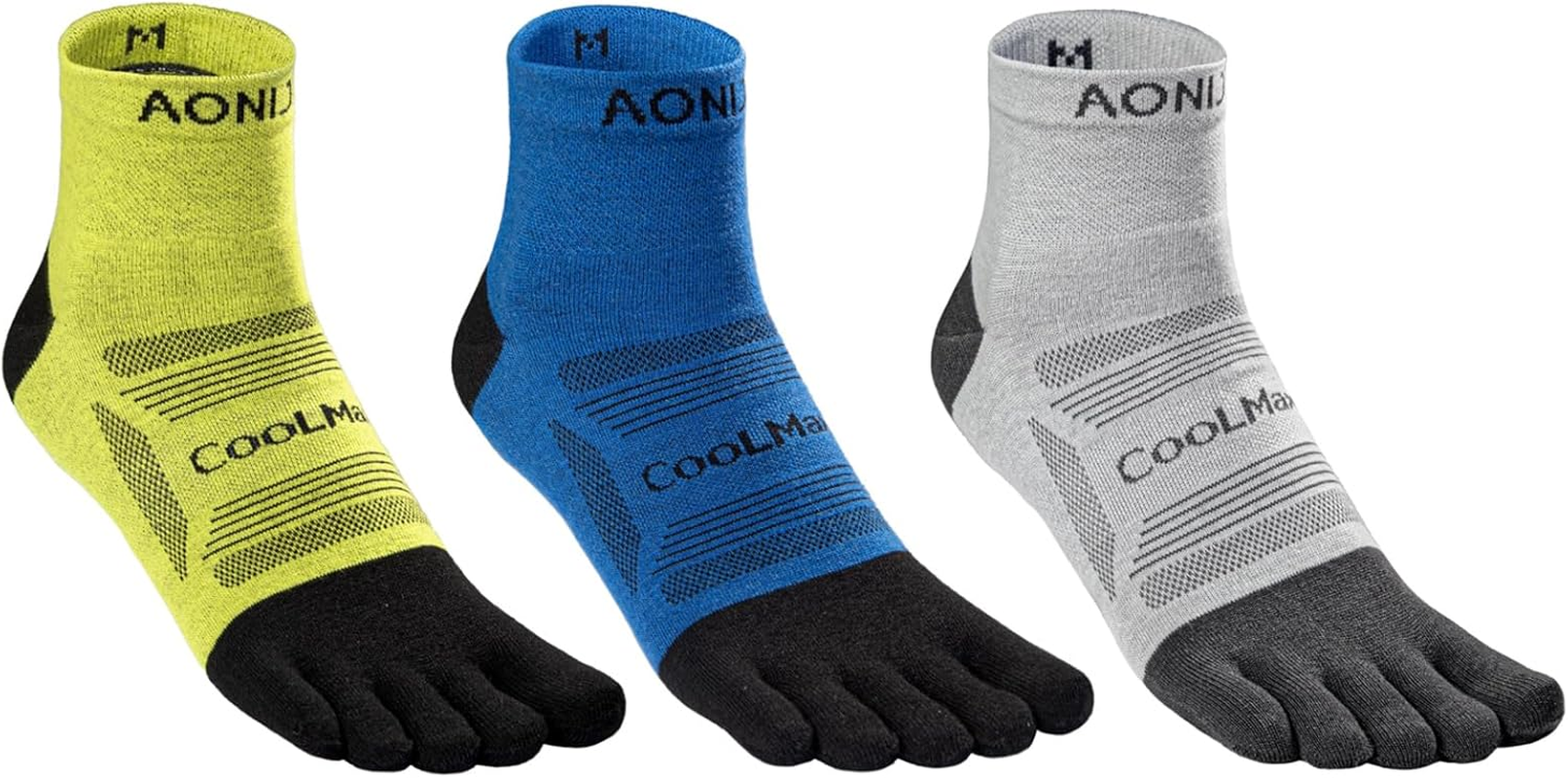 Azarxis 3 Pairs Toe Socks for Men Women Five Finger Socks Athletic Breathable Sweat Wicking Quick-Dry Running Sport Socks