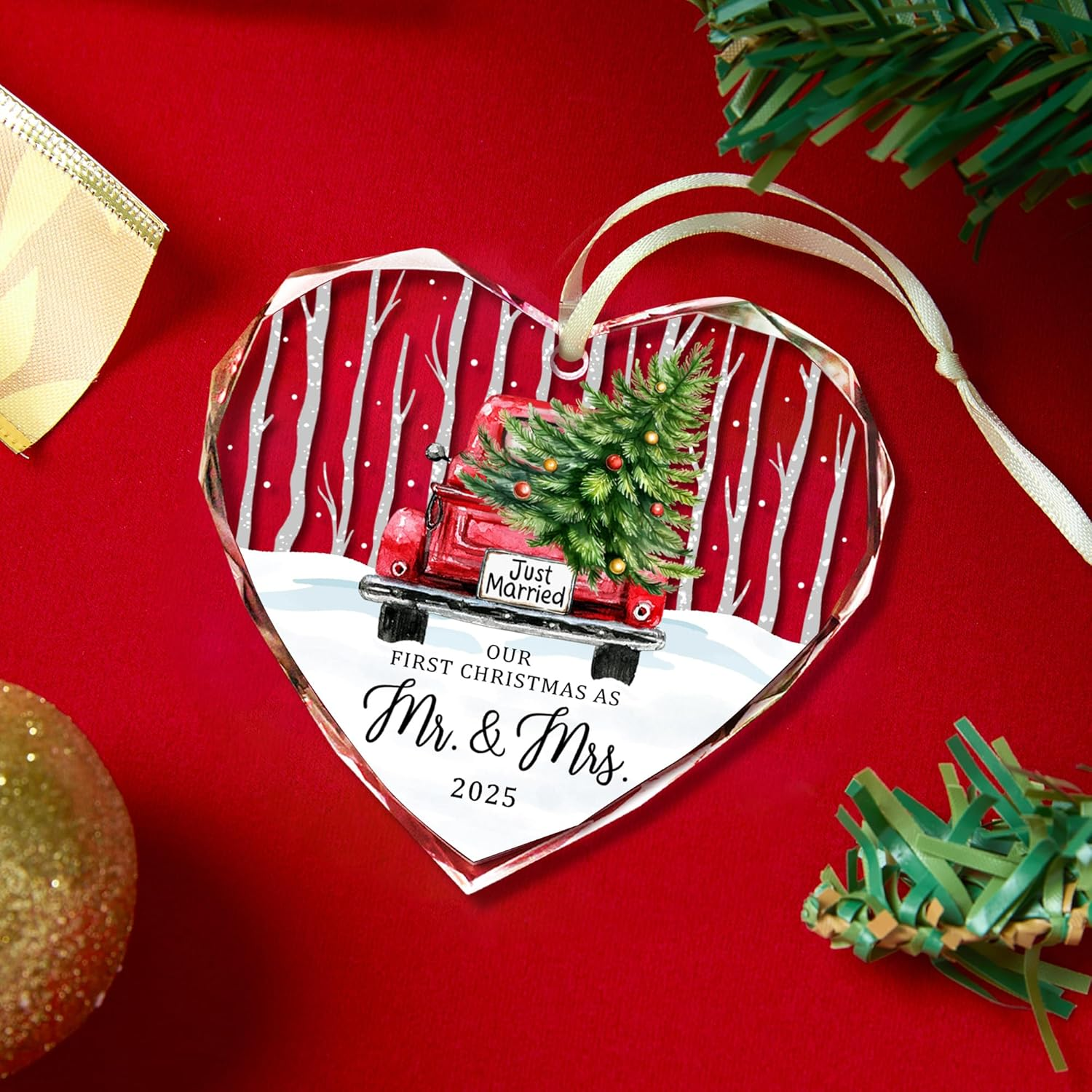 Wedding Gifts,First Christmas Married Ornament 2025,Our First Christmas as Mr and Mrs Christmas Ornament Bridal Shower Gift image number 1