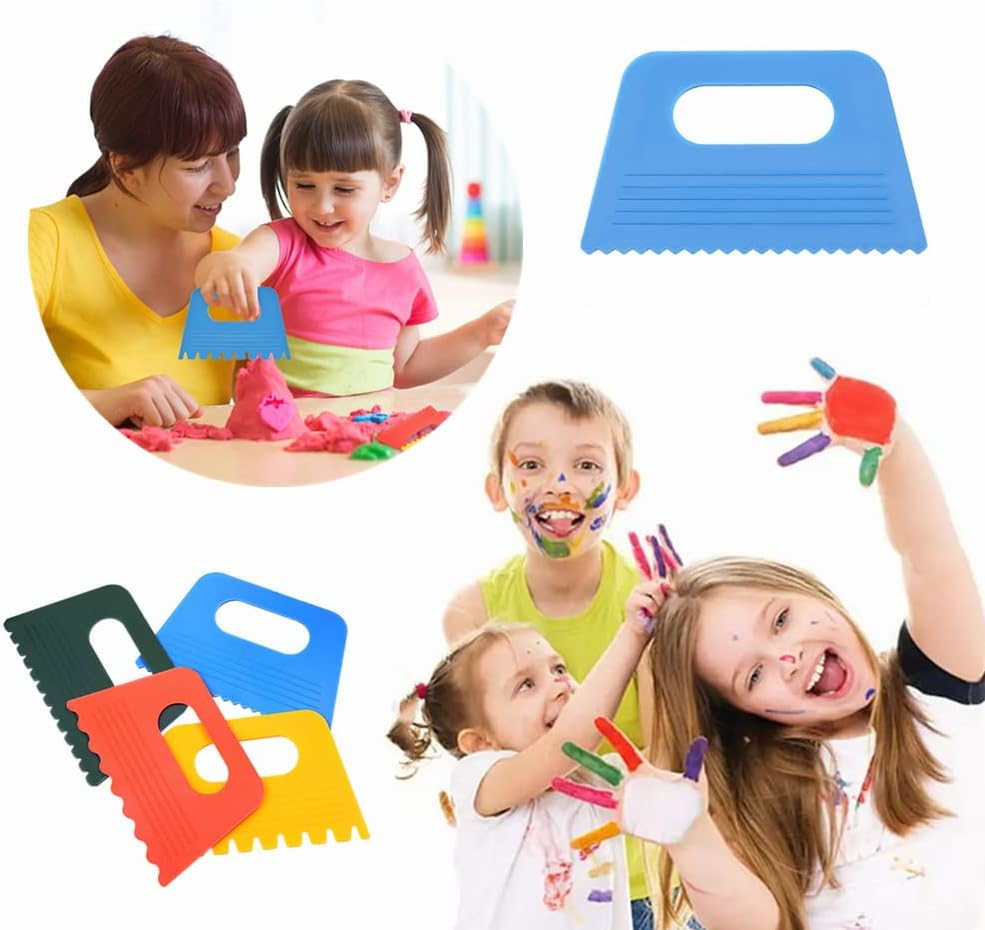8 PCS Plastic Scraper Tools DIY Line Graffiti Tools Colored Plastic Paint Scrapers for Toddlers Kids Paint Crafts DIY Line Graffiti image number 5