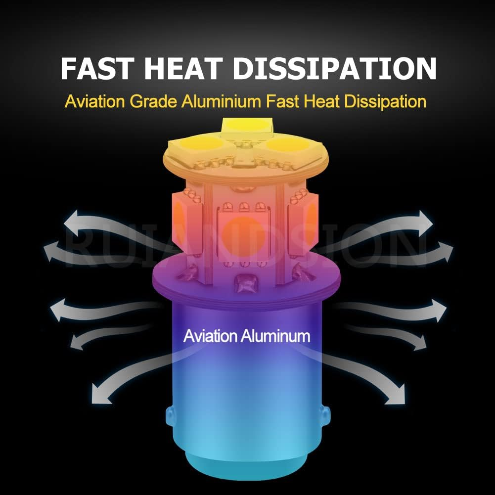 Ruiandsion BA15D 1130 1142 1176 LED Marker Light Bulbs 12V Non-Polarity 6000K White 5050 8SMD Chip LED Bulb for Reverse Light Turn Signal Tail Light Pack of 2 image number 2