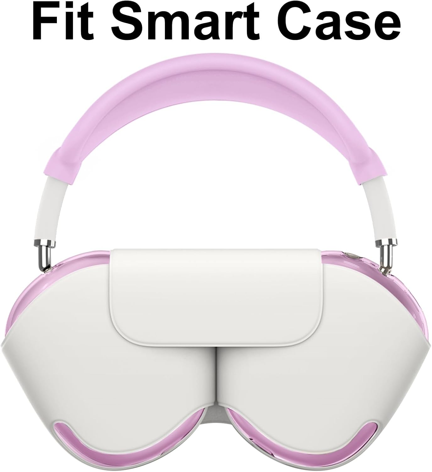 [4 in 1] Silicone Case Cover for Airpods Max Headphones, Clear Soft TPU Ear Cups Cover/Ear Pad Case/Headband Covers for Airpods Max (2024/2020), Transparent Accessories for Airpod Max (USB-C), Purple - Black-4 image number 2