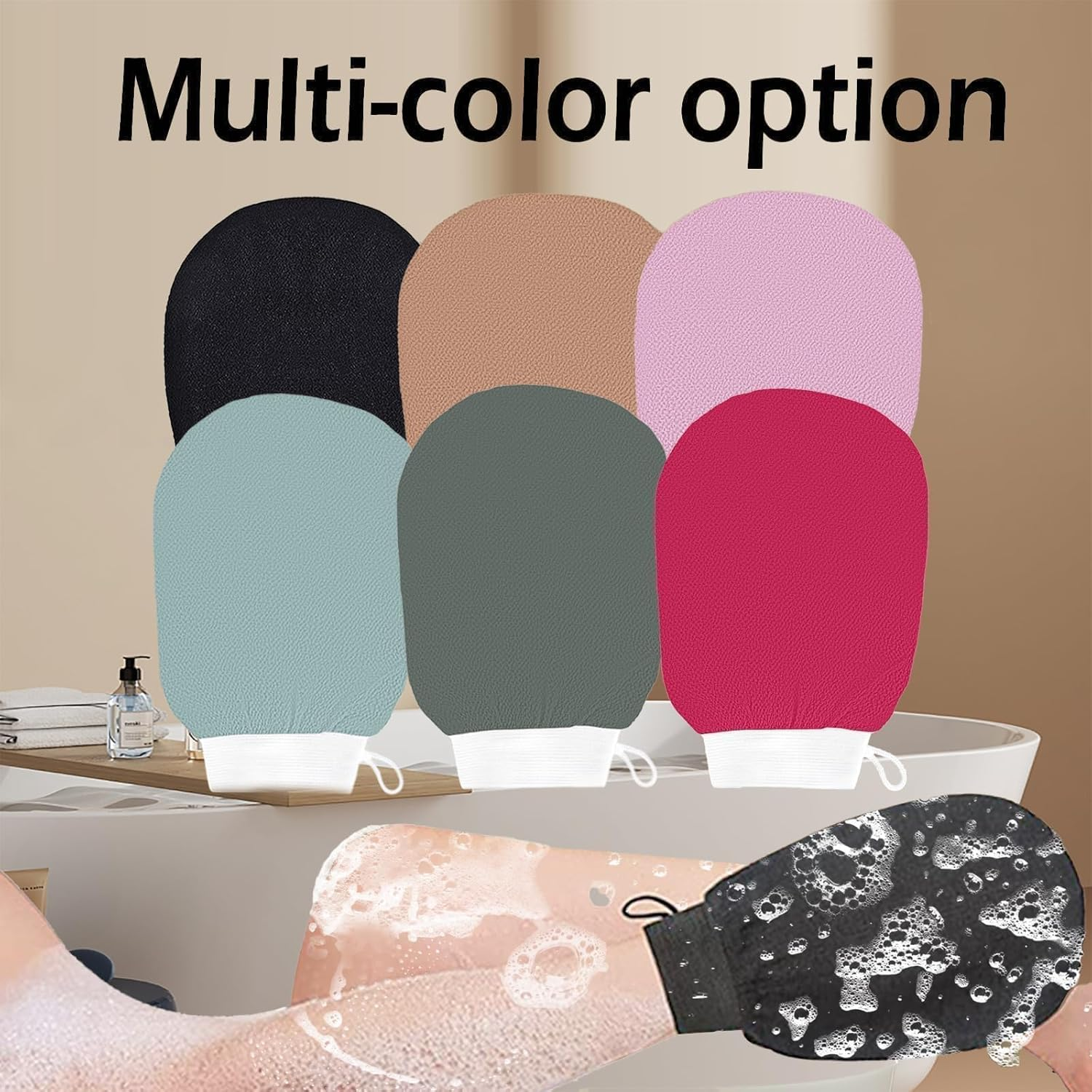 2Pc Ultra Thin Version Exfoliating Glove-Remove Unnecessary Dead Skin and Exfoliator（White） image number 4