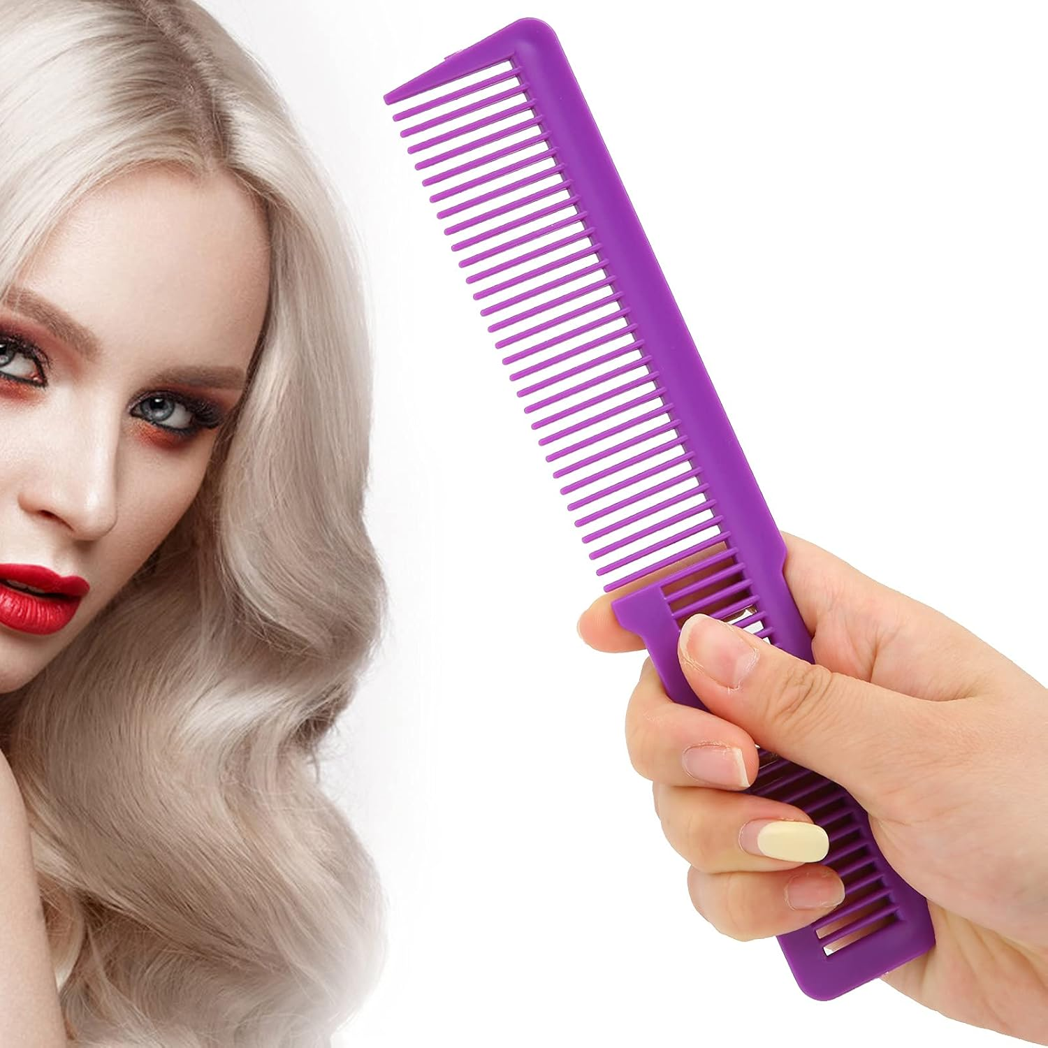 Detangler Comb, Professional Curly Hair Detangling Brush, Fine Wide Toothed Comb for All Hair Types for Women and Men(Purple) image number 1