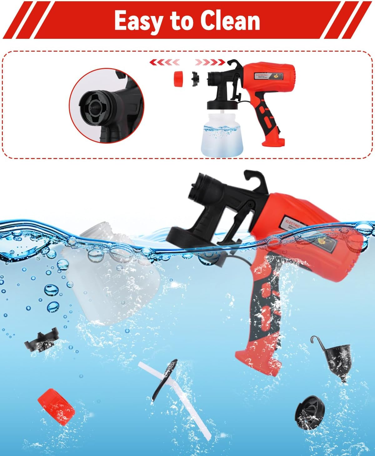 Musclez Paint Sprayer, 900Ml Capacity Paint Spray Gun, 3 Spray Modes Electric Paint Sprayer, Easy to Clean and Assemble, Suitable for Walls, Furniture, Cabinets, Fences, Doors, Chairs