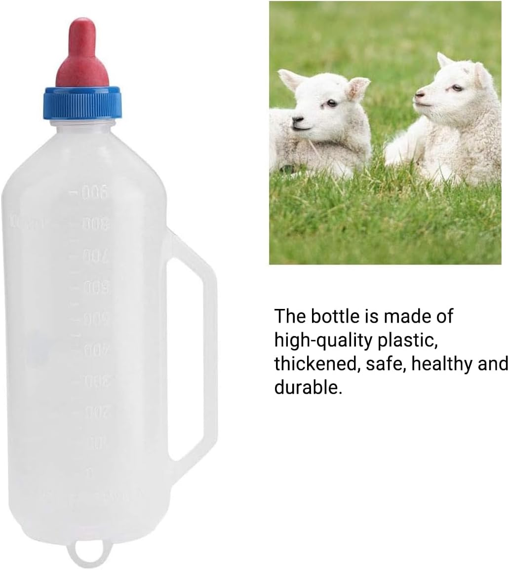AIMALL 1000ML LDPE Sheep Milk Bottle with Handle, Detachable Nipple, Calf and Lamb Feeding Bottle for Easy Milk Feeding, 1.5L, Bionic Design Rubber Nipple for Lambs image number 6