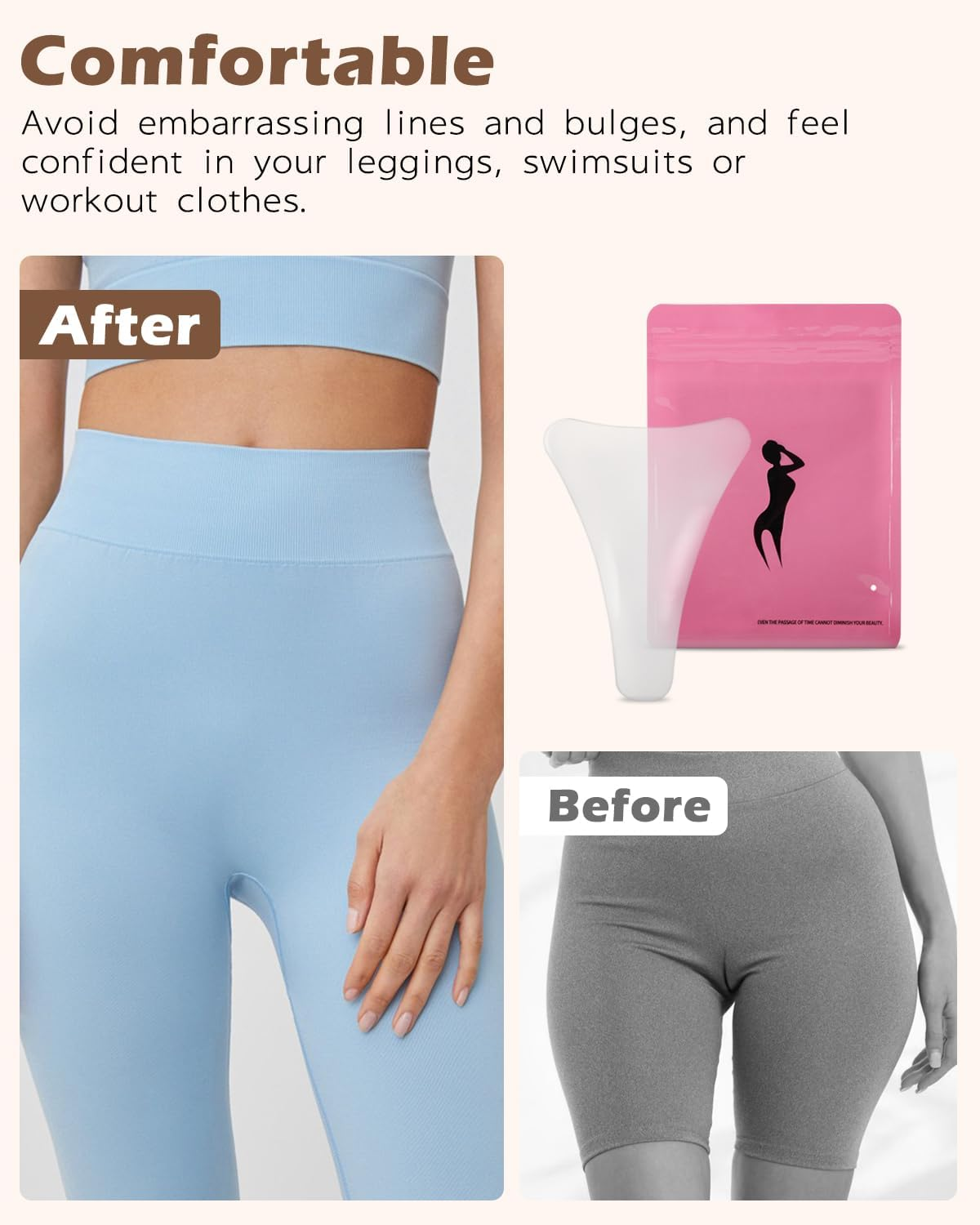 Camel Toe Concealer Pads, Camel Toe Cover for Covering Camel Toes, Reusable Anti-Camel Toe Silicone Inserts, Camel Toe Concealer for Swimsuit, Camel Toe Underwear Inserts, 3 Pack Clear Y-Shaped image number 5