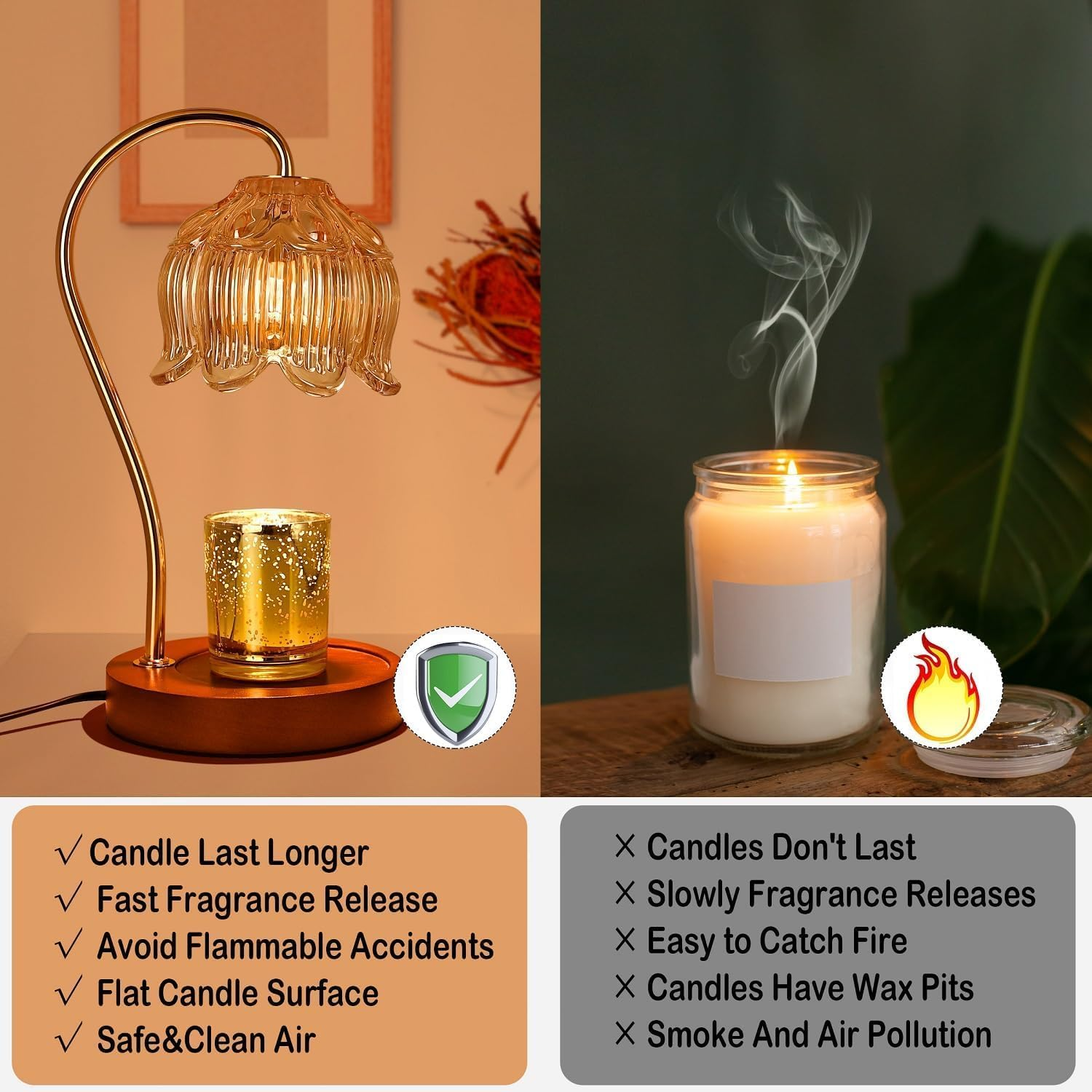 Candle Warmer Lamp with Timer, Candle Warmer Light Compatible with Various Candles for Home Decor,Brightness Adjustable for Jar Scented Wax Melts with 2 Bulbs image number 3