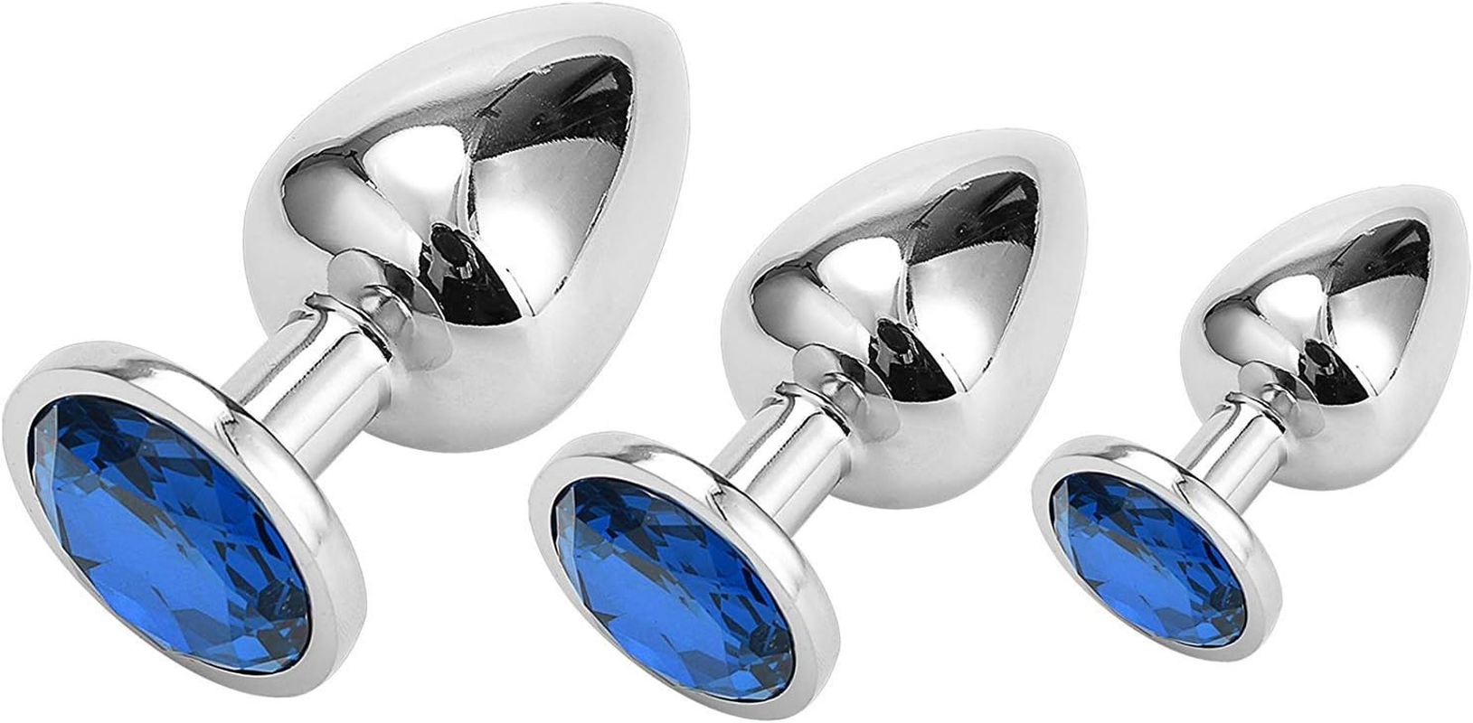 Anal Butt Plug, Greenpinecone Small + Medium + Big Set Fetish Stainless Steel Anal Butt Plug Anal Plug Hook with Crystal Diamond Beginner 27Mm-33Mm-41Mm Anal Stimulation Toy for Unisex Masturbation
