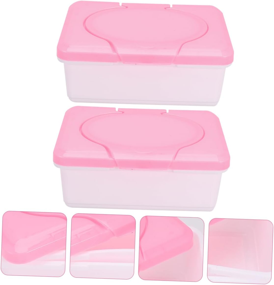 2Pcs Wet Tissue Boxes with Lid Reusable Wet Wipes Container for Home and Rooms Prevents Drying Sturdy Design image number 2