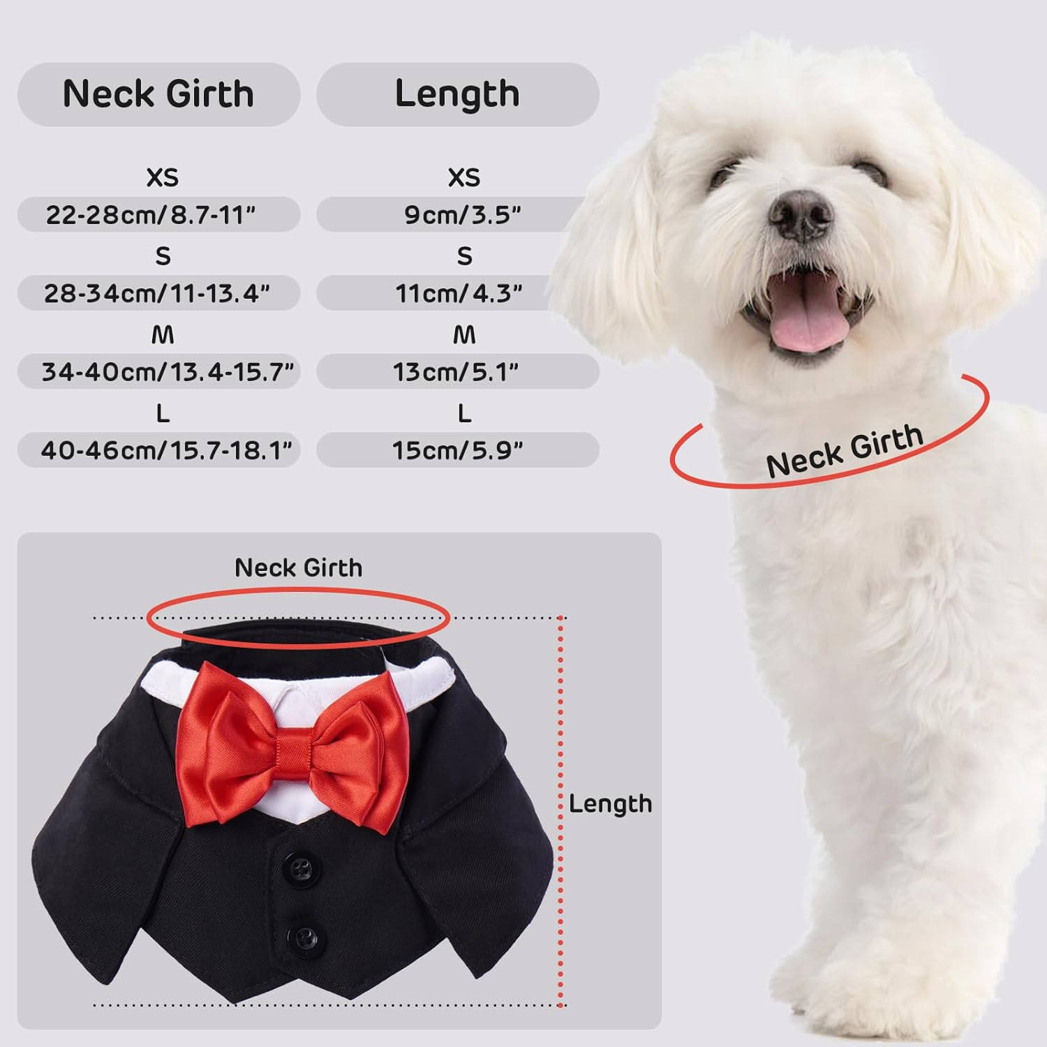 Dog Bandana, Dog Bandana Christmas Dog Bow Tie Bandana Dog Large Dog Suit Wedding Dog Tuxedo Bandana (Black, L) image number 4