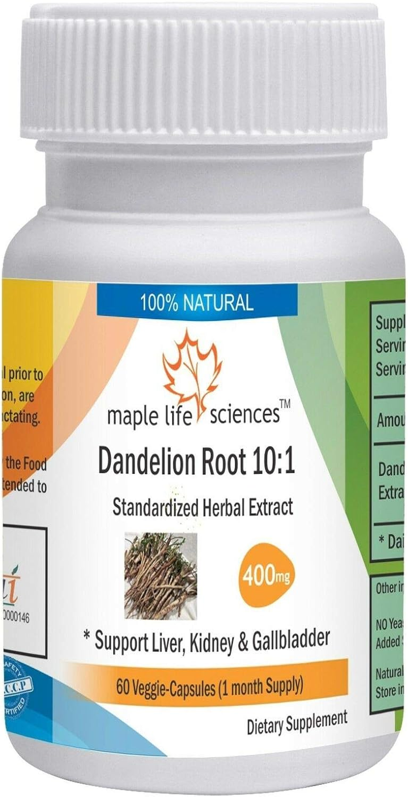 Dandelion Root 10:1 Extract - 60 Vegan Capsules - 400Mg image number 1