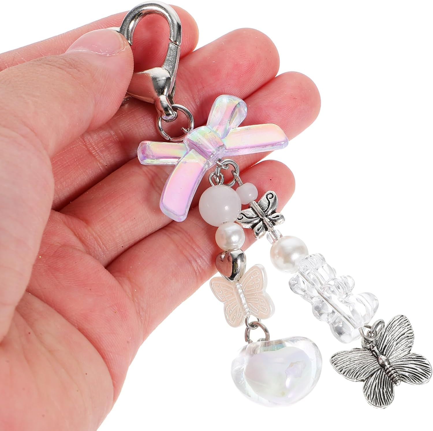 LIFKOME Unique Metal Keychain Ring for Women Heart Shape Keychain Bag Ornament image number 5