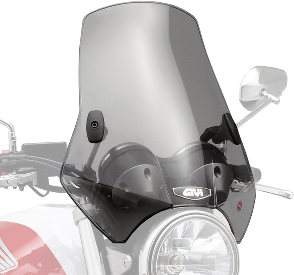 GIVI 93957 A660 Motorcycle Screen, Universal (Bar Handle Clamp), Semi-Smoke, Medium Size Windscreen image number 1