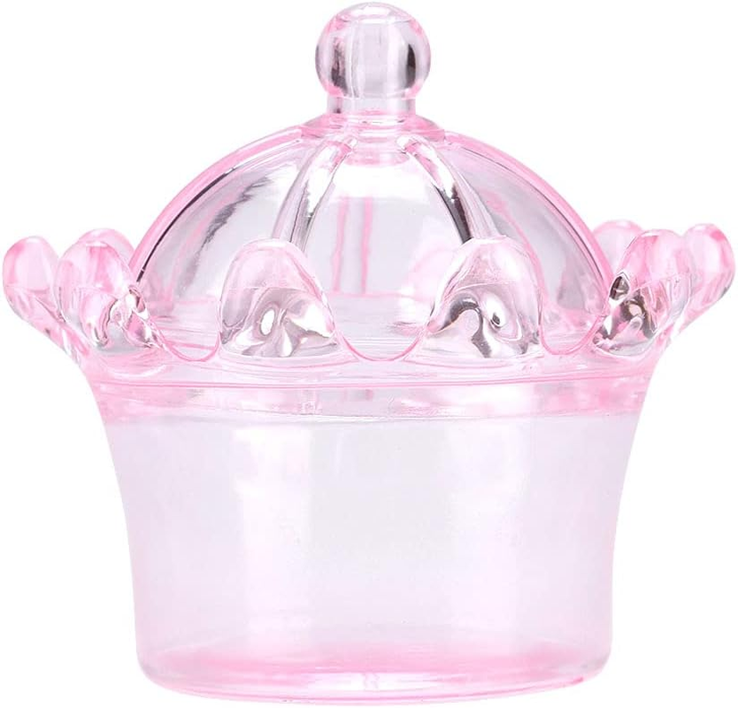 Haofy 12Pcs Box Cute Transparent Crown Plastic Candy Box Favors Chocolate Packaging for Kids Birthday Baby Shower Guests Wedding Party Supplies (Pink) - Blue image number 7