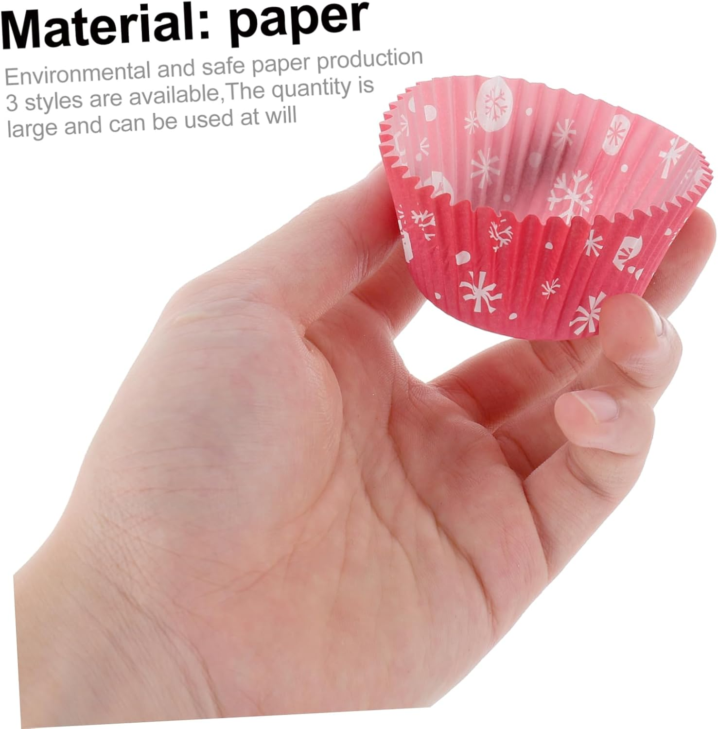 MAGICLULU 400Pcs Christmas Cake Paper Tray Baking Cups Snowman Xmas Leaf Snowflakes Cupcake Liner Paper Baking Liner Random Style image number 2