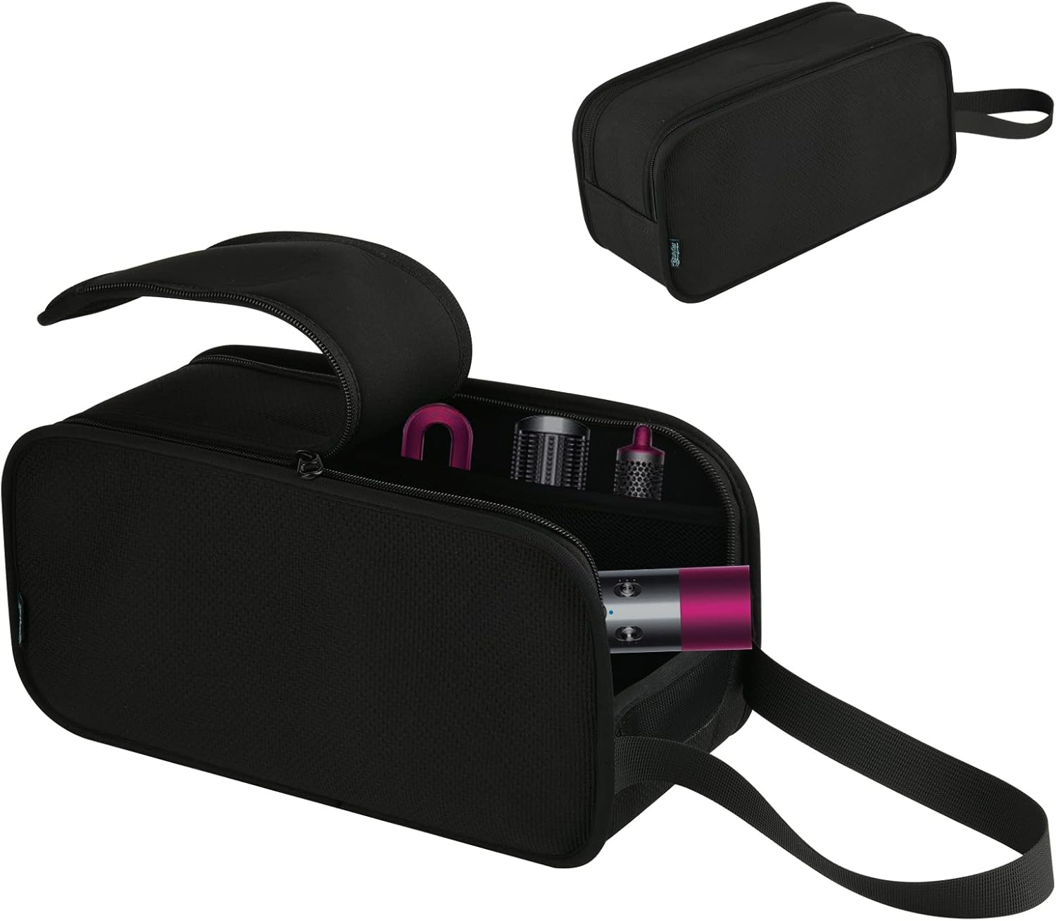 Beautyflier Travel Case for Dyson Airwrap Styler Attachments Hair Dryer Organizer Portable Anti-Scratch Dustproof Protection Storage Bag with Hanging Strap, Black, Hair Dryer Case with Hanging Strap image number 2